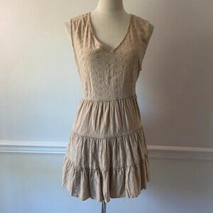 Tan eyelet Tiered tunic top